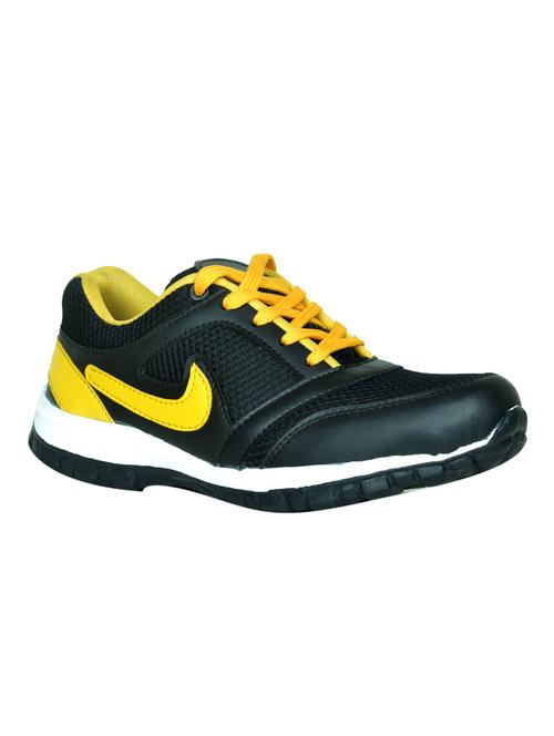 senator black leatherette sport shoes - 10515640 - Very Small Image - 1