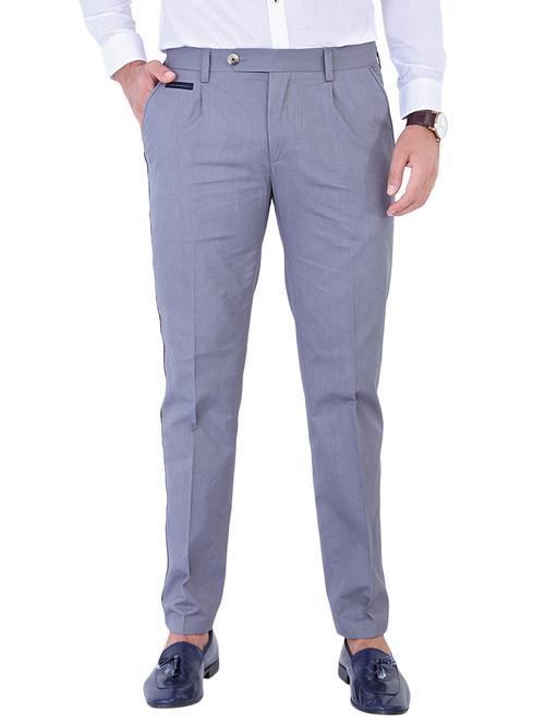 grey cotton casual trousers - 10520597 - Very Small Image - 1