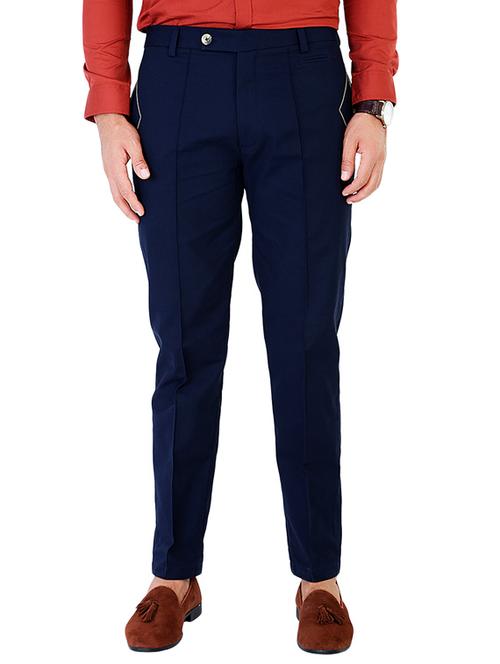 blue cotton casual trousers - 10520608 - Very Small Image - 1