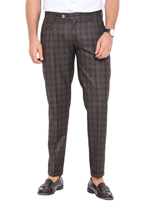 brown wool casual trousers - 10520662 - Very Small Image - 1