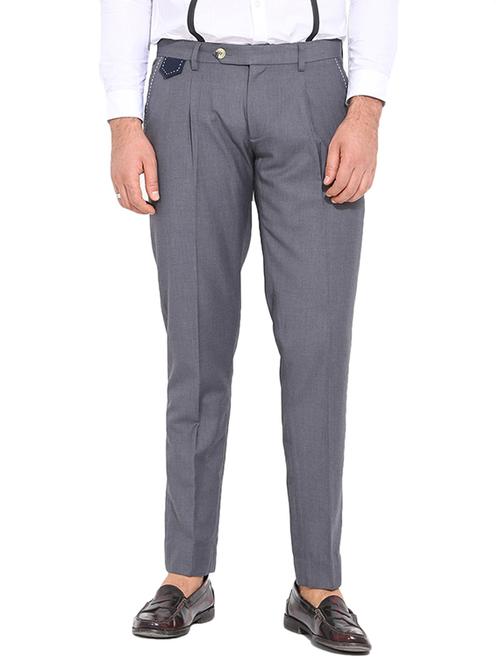 grey cotton rayon casual trousers - 10520668 - Very Small Image - 1