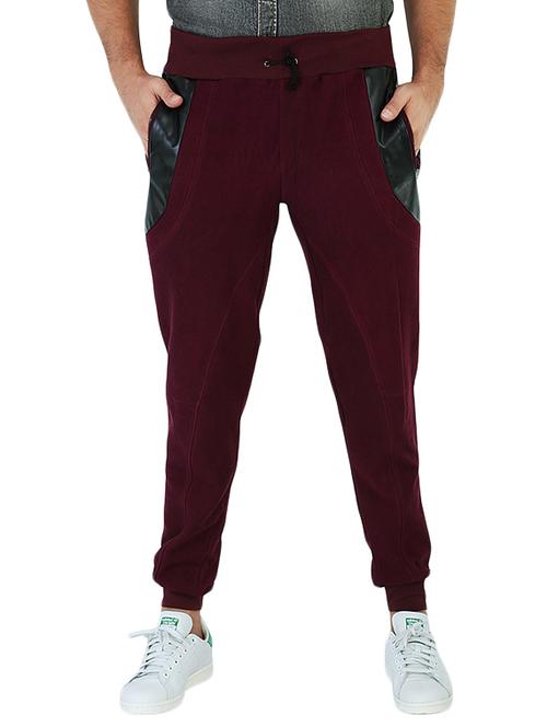 maroon cotton track pant - 10520703 - Very Small Image - 1