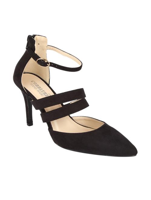 black leatherette ankle strap sandals - 10524623 - Very Small Image - 1