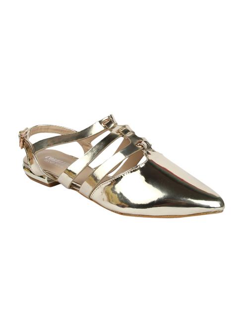 gold leatherette ankle strap sandals - 10524630 - Very Small Image - 1