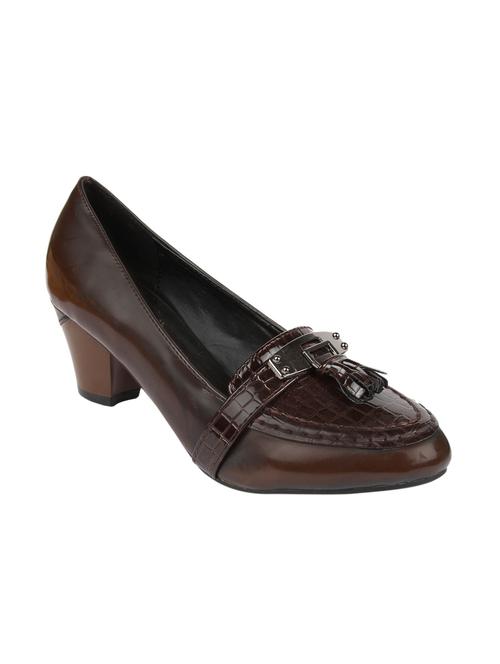 brown leatherette slip on pumps - 10524632 - Very Small Image - 1