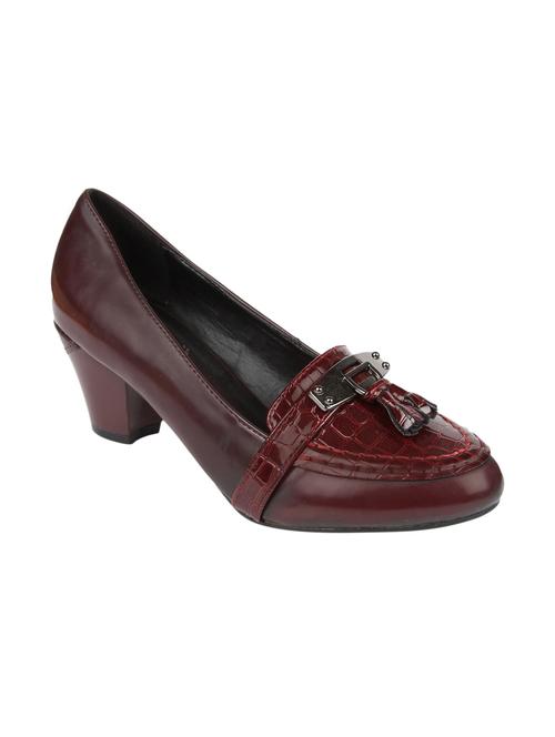marron leatherette slip on pumps - 10524633 - Very Small Image - 1