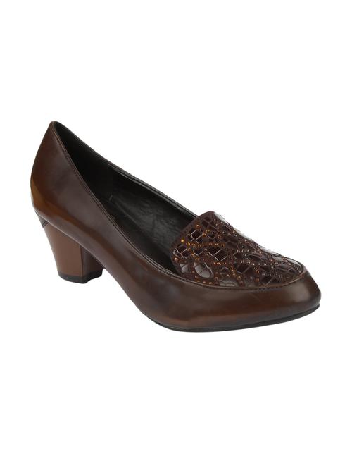 brown leatherette slip on pumps - 10524635 - Very Small Image - 1