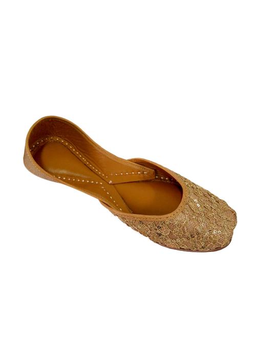gold silk embroidered sequined juttis - 10526251 - Very Small Image - 1