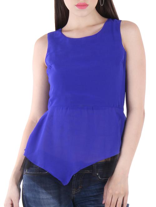 blue poly georgette top - 10530660 - Very Small Image - 1