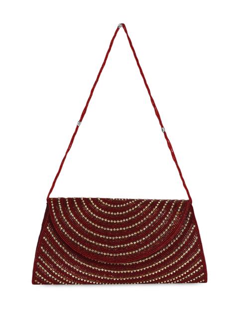 Maroon Beaded Clutch Cum Sling Bag - 1053836 - Very Small Image - 1