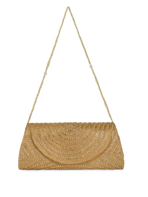 Gold Beaded Clutch Cum Sling Bag - 1053837 - Very Small Image - 1