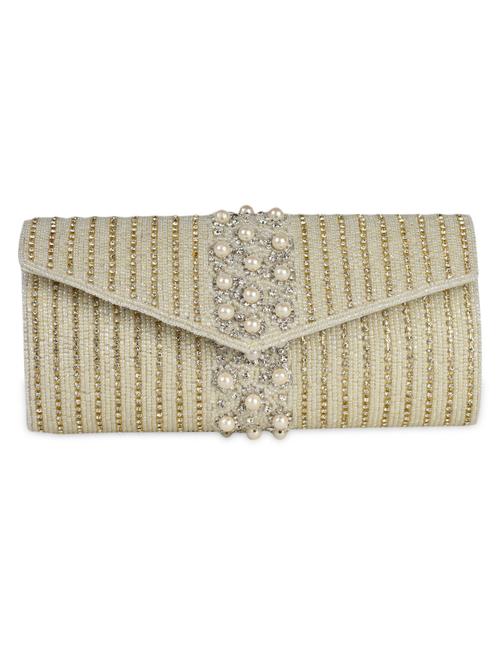 Cream Pearl Embellished Party Clutch - 1053925 - Very Small Image - 1