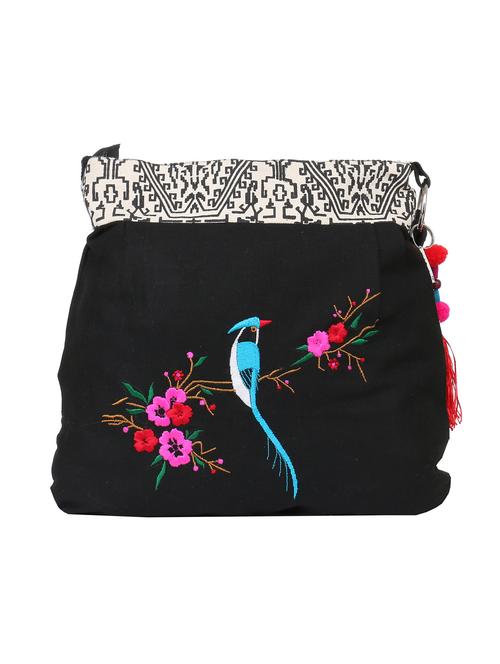 black cotton sling bag - 10544083 - Very Small Image - 1