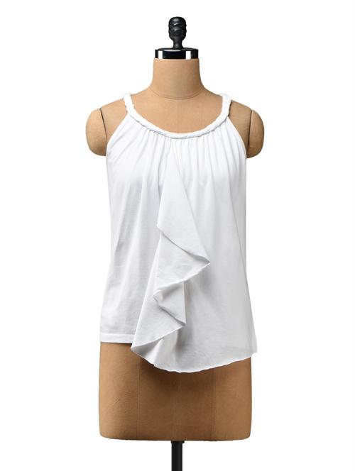 White halter-neck ruffled top - 1054754 - Very Small Image - 1