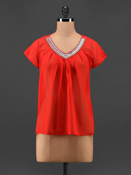 beaded work polygeorgette top - 1054837 - Very Small Image - 1