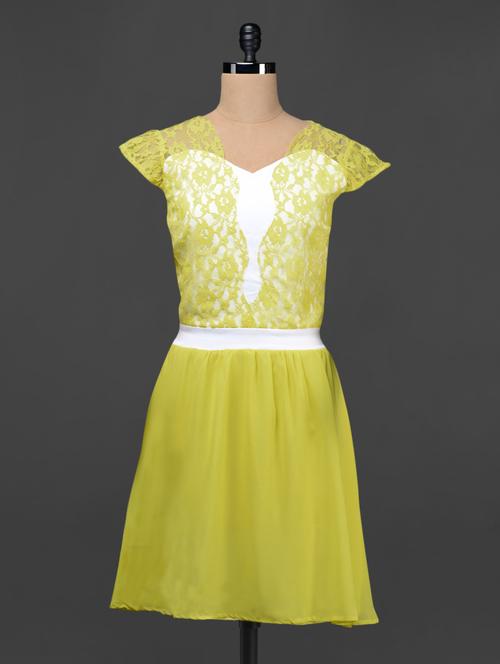 lacy yellow dress with sweetheart neckline - 1055149 - Very Small Image - 1