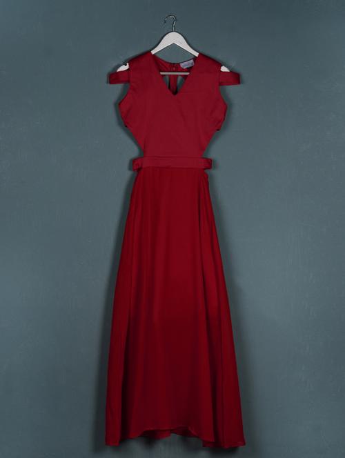 solid red cut-out sleeveless dress - 1055166 - Very Small Image - 1