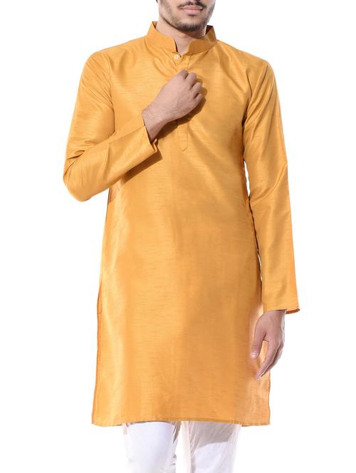 beige cotton silk kurta pyjama - 10551780 - Very Small Image - 1