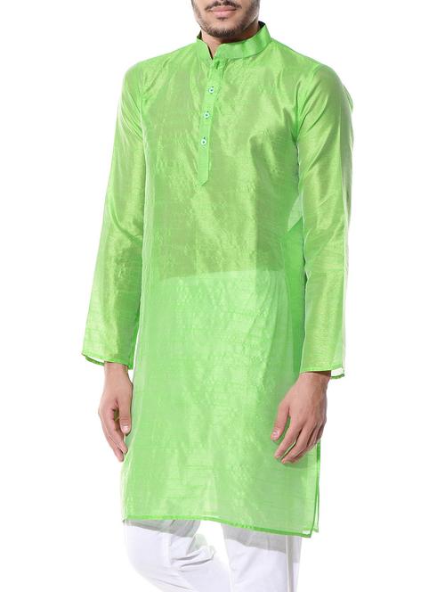 green dupion kurta - 10551790 - Very Small Image - 1