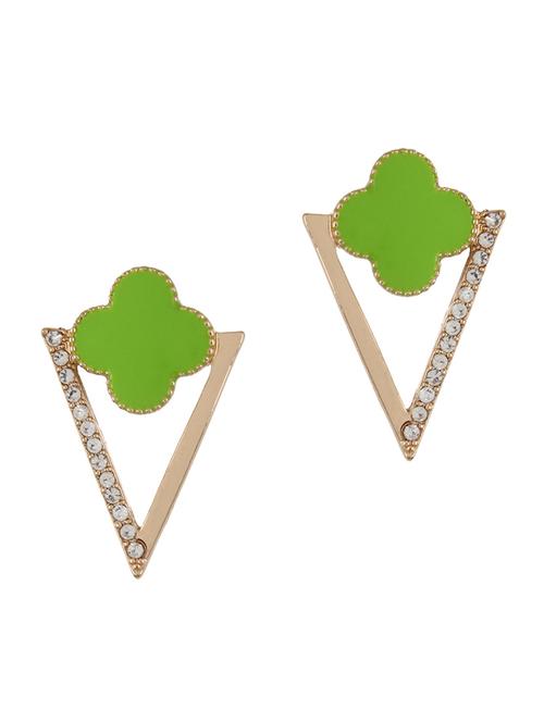 neon green flower inside triangle stud earrings - 1055312 - Very Small Image - 1