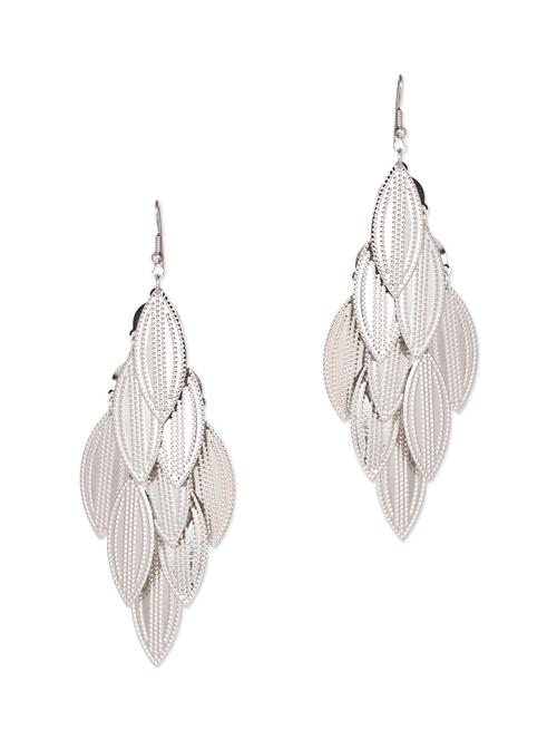 silver leaves shaped dangler earrings - 1055314 - Very Small Image - 1