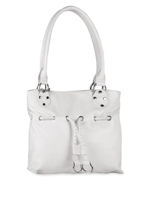 White Plain Solid Leatherette Shoulder Bag - 1055663 - Very Small Image - 1