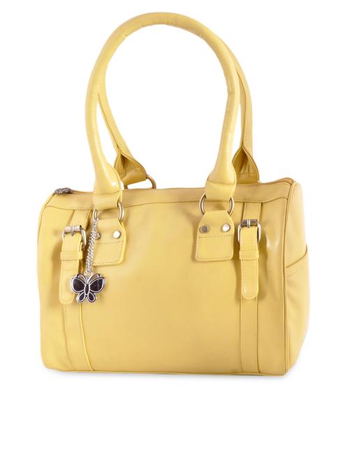 Yellow Plain Solid Leatherette Hand Bag - 1055665 - Very Small Image - 1