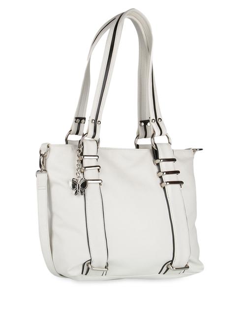 White Plain Solid Leatherette Hand Bag - 1055673 - Very Small Image - 1
