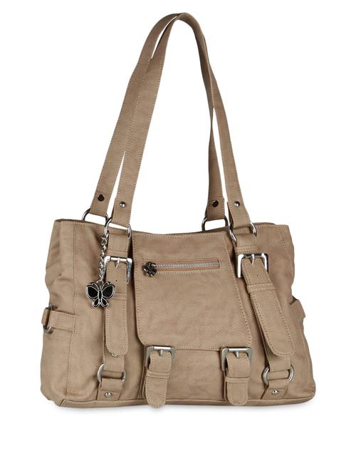 beige plain solid leatherette shoulder bag - 1055685 - Very Small Image - 1