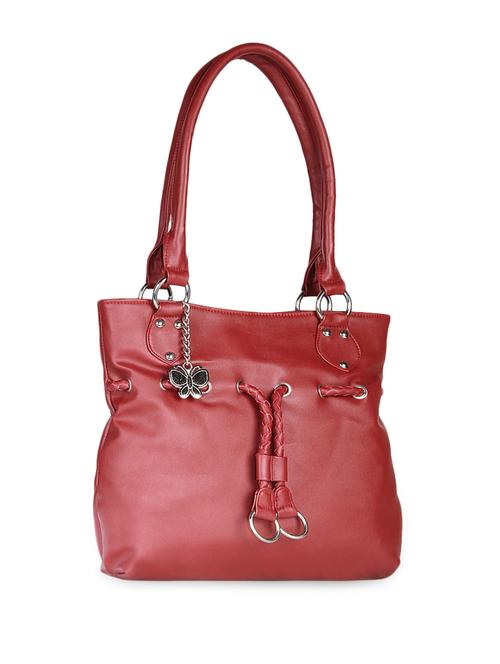 Red Plain Solid Leatherette Shoulder Bag - 1055695 - Very Small Image - 1