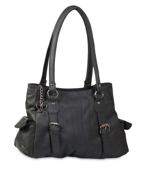 Grey Plain Solid Leatherette Shoulder Bag - 1055700 - Very Small Image - 1