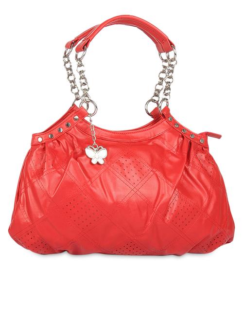 red plain solid leatherette shoulder bag - 1055707 - Very Small Image - 1