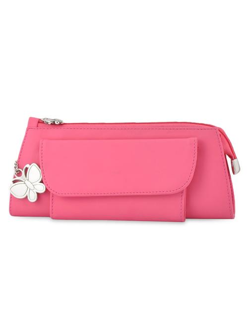 pink plain solid leatherette clutch - 1055740 - Very Small Image - 1