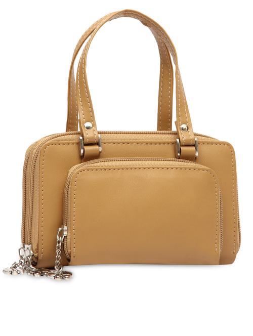 beige plain solid leatherette hand bag - 1055741 - Very Small Image - 1
