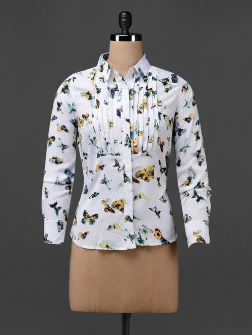 pin tuk printed poly crepe shirt - 1056060 - Very Small Image - 1