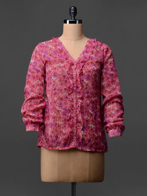 printed long sleeves georgette shirt - 1056085 - Very Small Image - 1