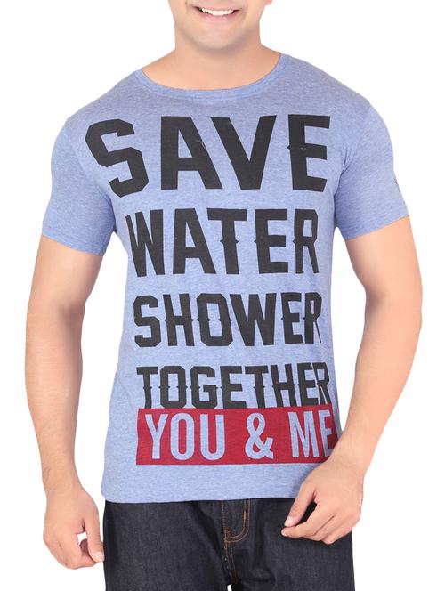 blue cotton front print t-shirt - 10561318 - Very Small Image - 1