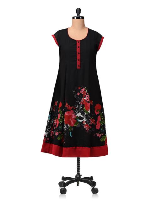 floral printed mega sleeves kurti - 1056197 - Very Small Image - 1
