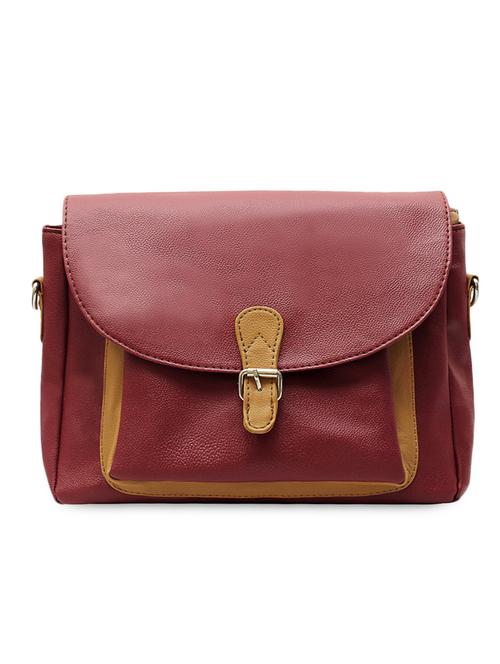 maroon textured leatherette sling bag - 1056799 - Very Small Image - 1