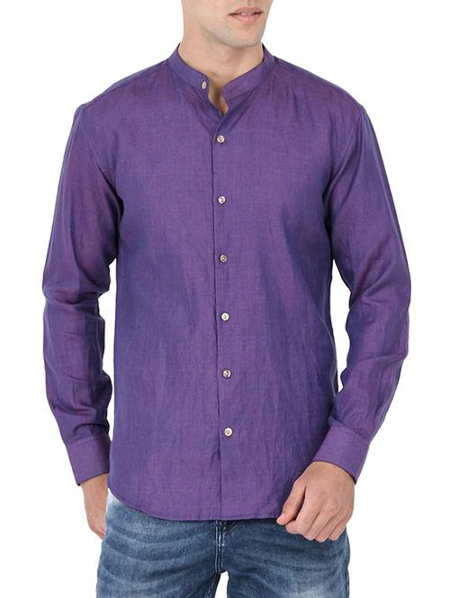 mayank modi purple linen full sleeved shirt - 10577084 - Very Small Image - 1