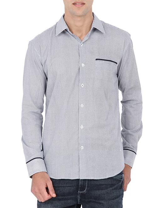 mayank modi white and blue cotton full sleeved shirt - 10577086 - Very Small Image - 1