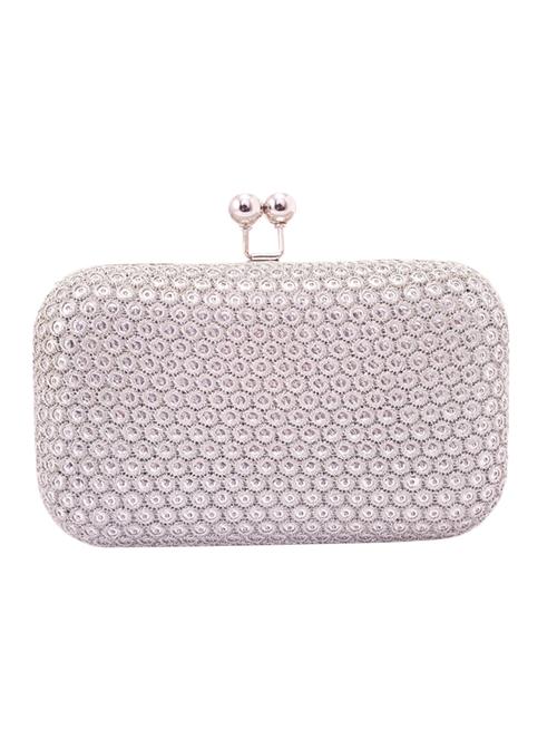 silver metal, satin clutch - 1057740 - Very Small Image - 1