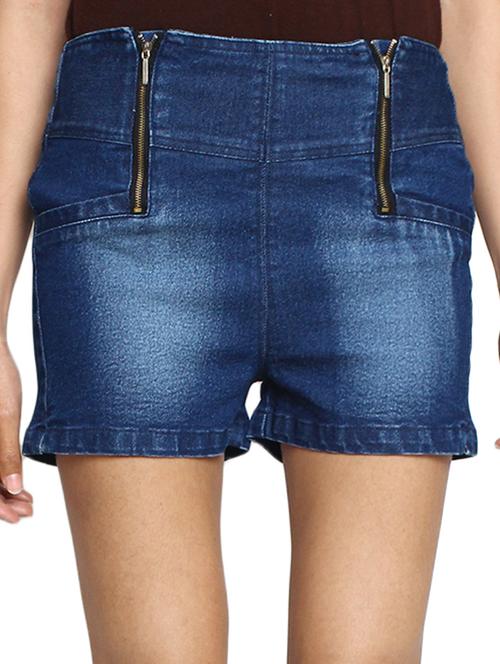 dark blue cotton regular shorts - 10579150 - Very Small Image - 1