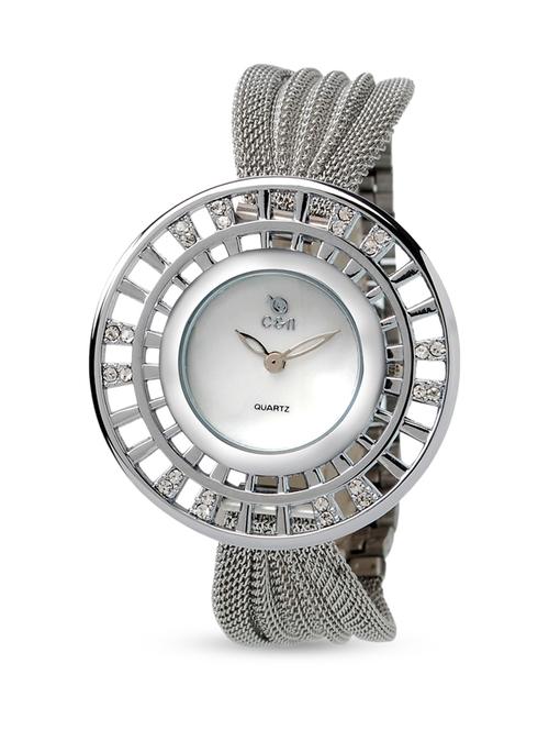 cutwork round dial metallic strap wrist watch - 1058384 - Very Small Image - 1