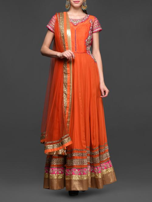 orange net anarkali embroidery suit - 1058571 - Very Small Image - 1