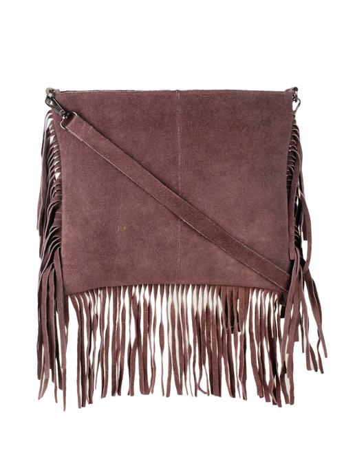 brown suede fringed sling bag - 10585840 - Very Small Image - 1