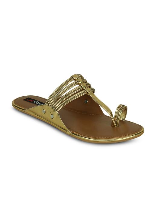 gold leatherette one toe sandal - 10588869 - Very Small Image - 1