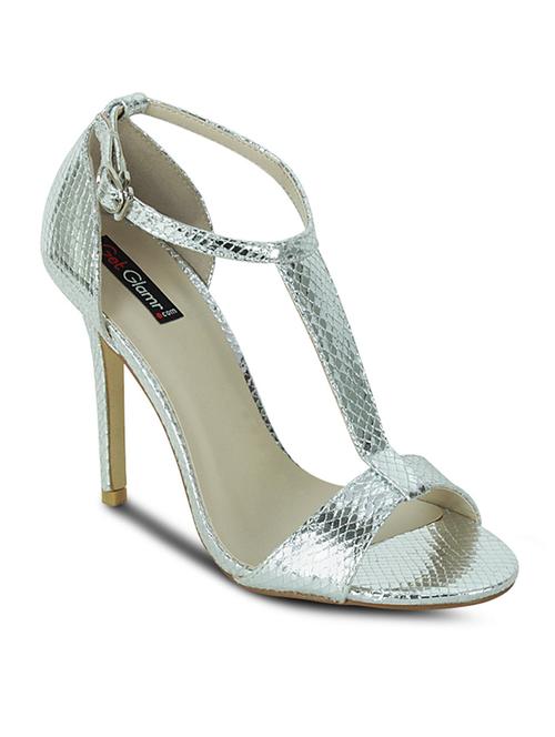 silver leatherette ankle strap sandals - 10588908 - Very Small Image - 1