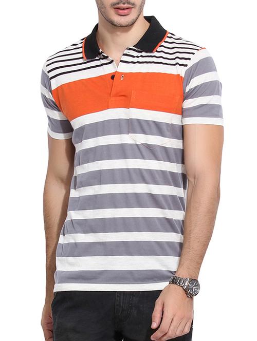 Multi Color Cotton Striped T-Shirt - 10591716 - Very Small Image - 1