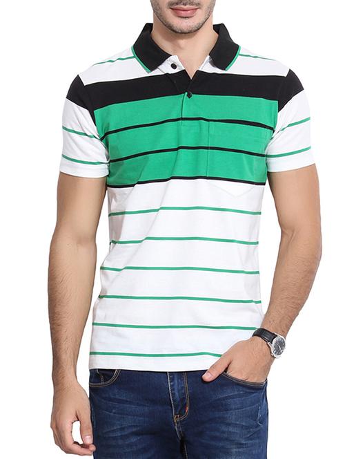 Multi Color Cotton Striped T-Shirt - 10591753 - Very Small Image - 1